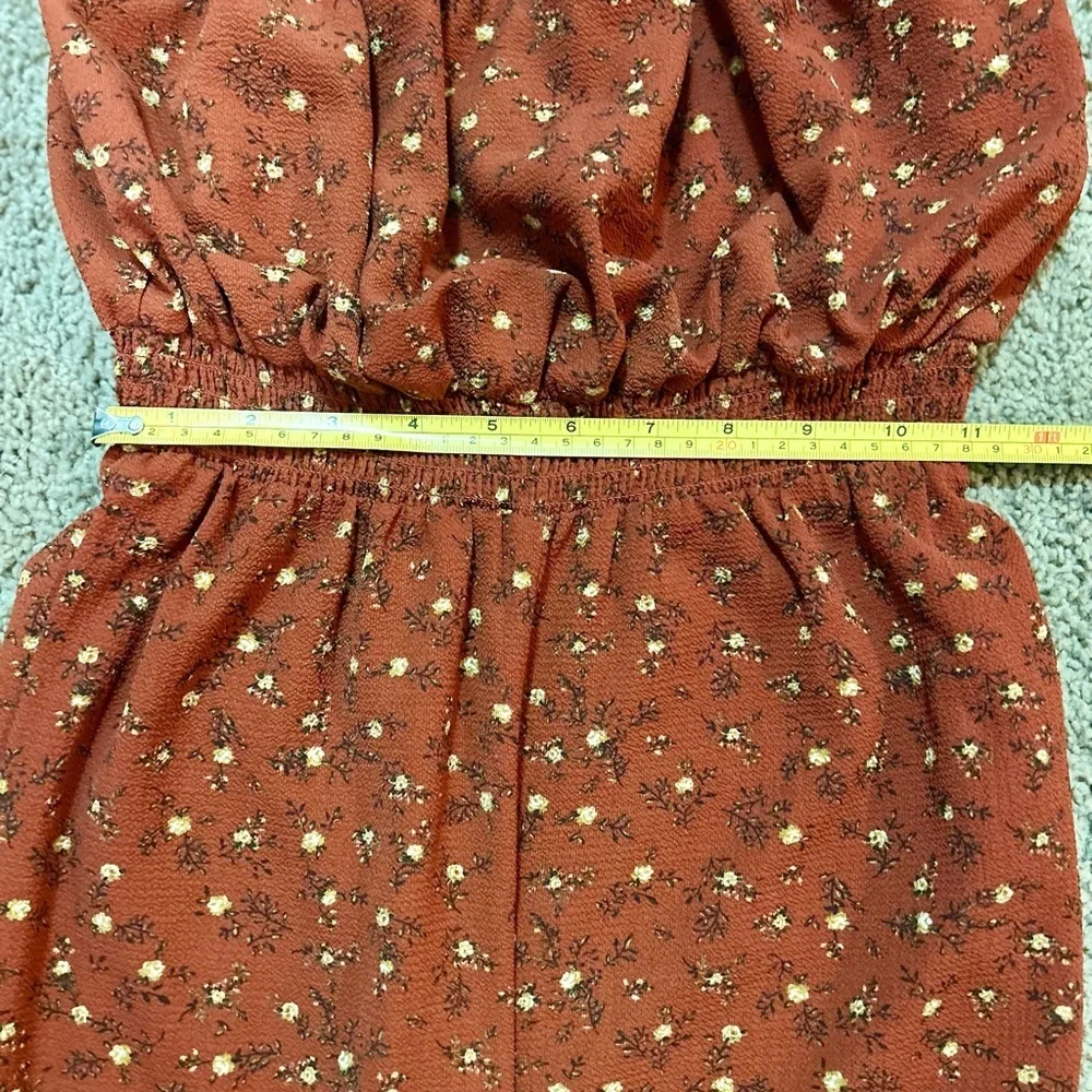 Forever 21 Rust Strapless Jumpsuit with Floral Pattern Size Small NWOT - Picture 7 of 8